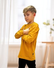 Detské tričko, dlhý rukáv, horčicové