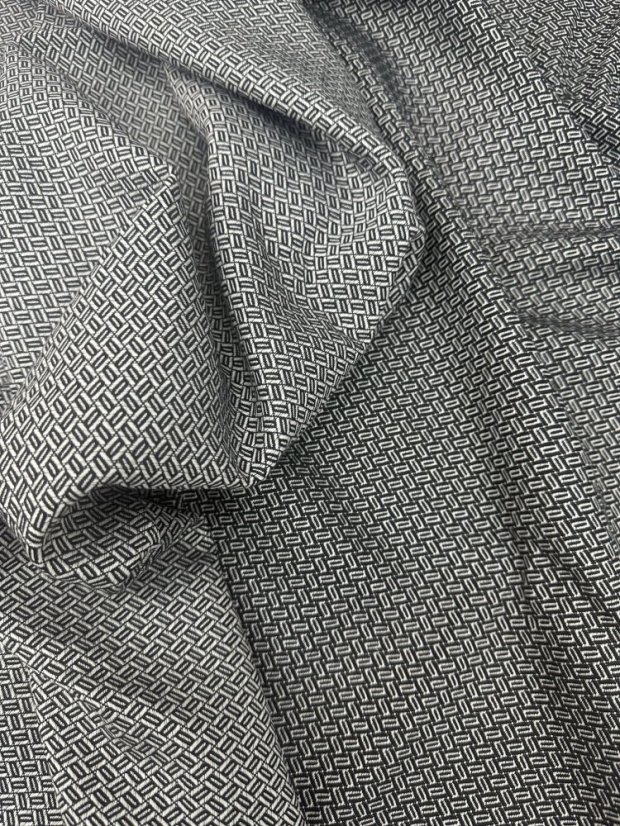 Zbytek metráže: Silná bavlněná žakárová tkanina 260 gr/m2 (černo-bílý vzor)