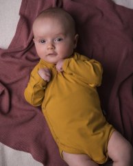 Baby wrap bodysuit onesie, mustard
