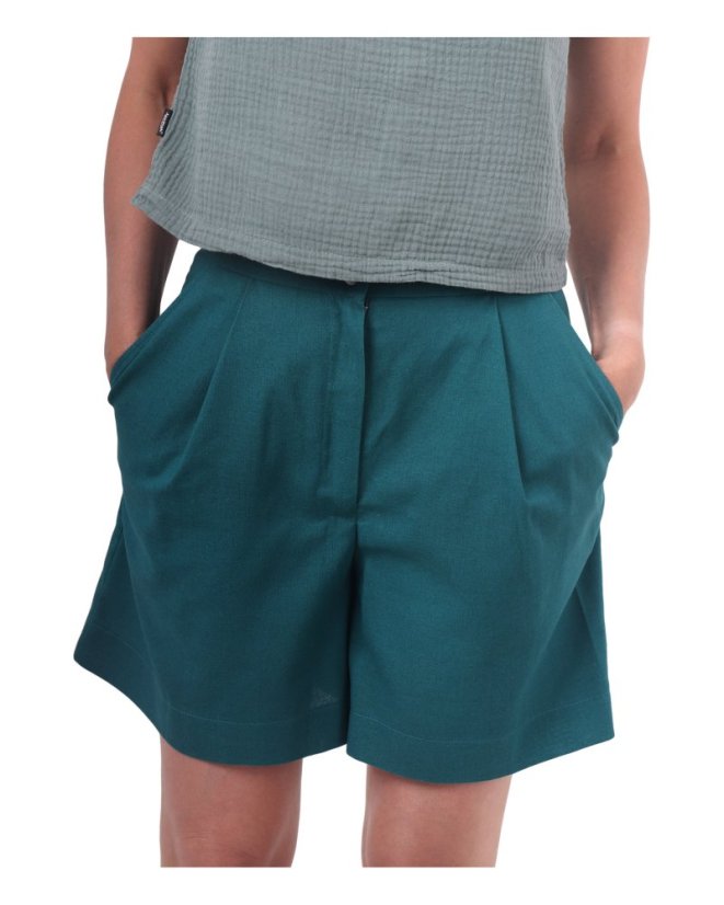 Women's linen shorts, emerald green