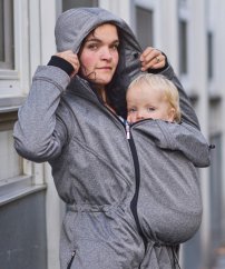 Maternity and babywearing softshell jacket Pavla 2( front babywearing only ), grey melange