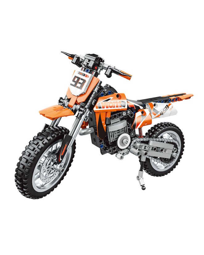 Stavebnice motorka Technic, velký realistický cross model s pohyblivými prvky, 434 dílků