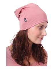 Women’s Reversible Cotton Beanie, black + old pink