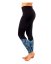 Damen-Leggings mit hoher Taille, Schwarz + Blaue Blätter