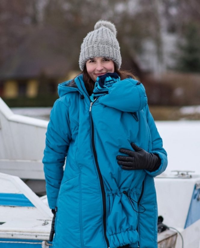 Zimní těhotenská a nosící bunda Zora, tyrkysově modrá