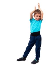 Jarní/letní dětské softshellové kalhoty, modré