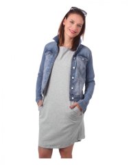 Dámské bavlněné oversized šaty s kapsami Zoe, šedý melír