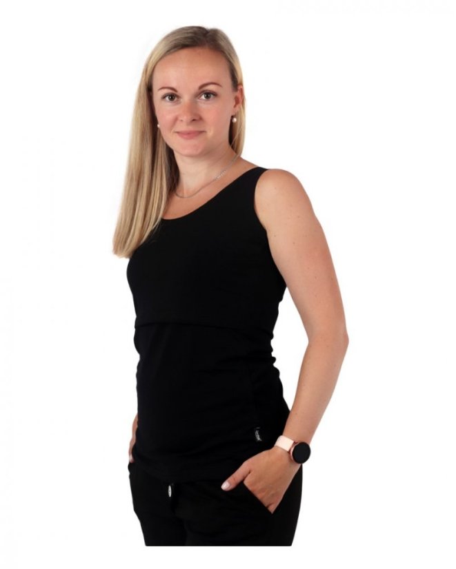 Breast-feeding T-shirt Katerina, no sleeves, BLACK - Size: S/M