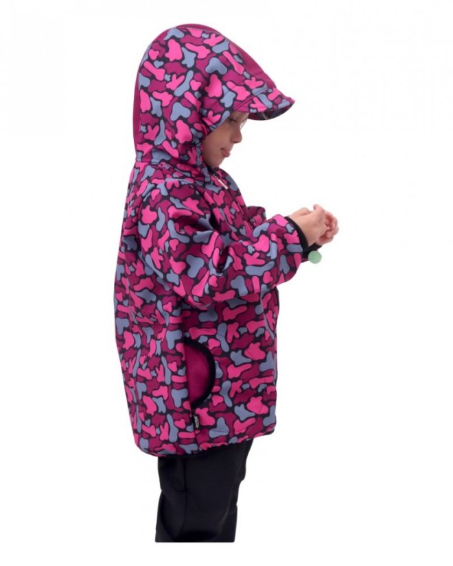 Detská softshellová bunda, ružový maskáč - Veľkosť: 98