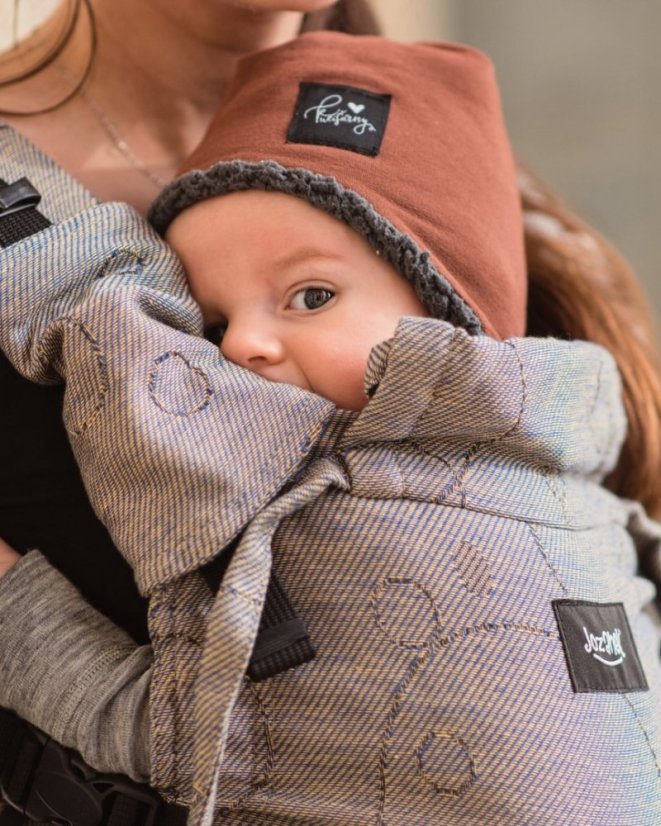 Ergonomische Babytrage für Neugeborene – grau-lila