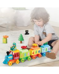 Stavebnice Velký vlak (19 cm) s čísly, 56 velkých oblých kostek pro nejmenší
