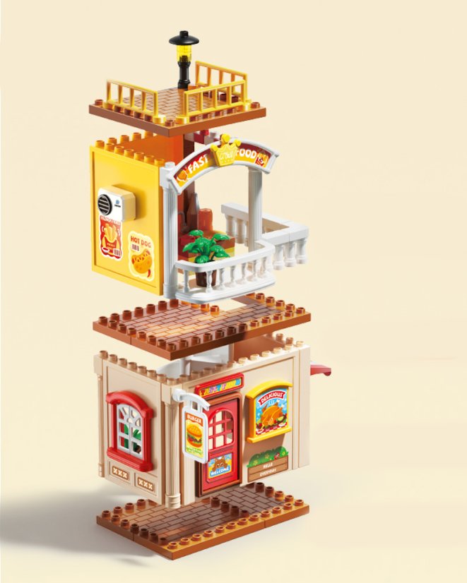 Stavebnice restaurace s autem, 115 dílků, pro děti od 3 let