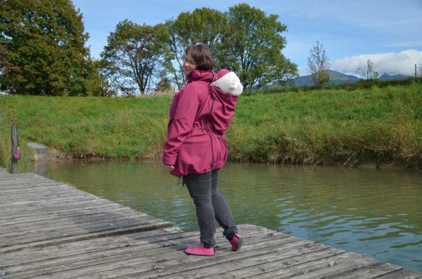 Babywearing softshell jacket Alice (front/back use) + MATERNITY INSERT, FUCHSIA - Size: S/M