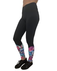 Dámske legíny s vysokým pásom, čierne + bílé graffiti