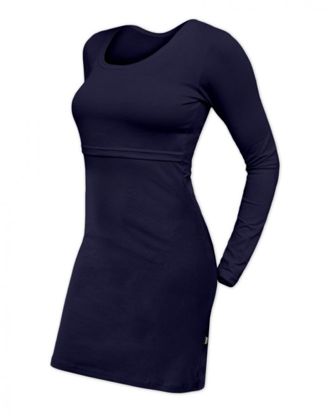 Breast-feeding dress Elena, long sleeves, dark blue - Size: S/M
