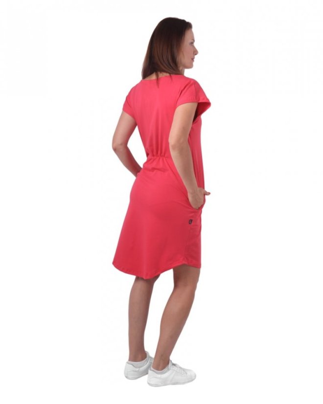 Dámské bavlněné oversized šaty s kapsami Zoe, lososově růžové - Velikost: XS/S