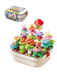 Stavebnice květinová zahrádka se zvířátky, 95 dílků, velké kostky, pro děti od 3 let