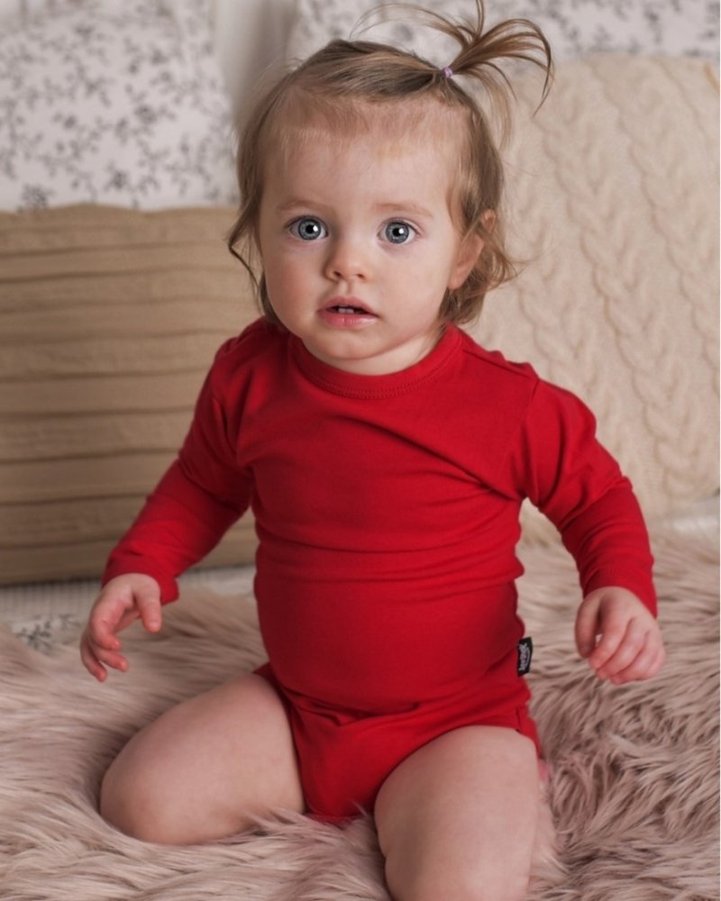Baby bodysuit onesie, red Size: 80 ::