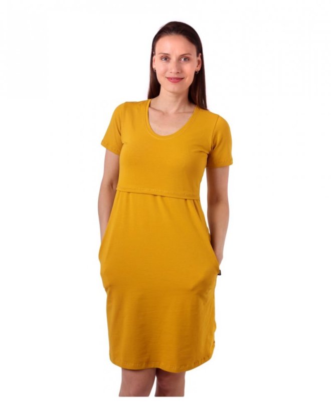 Nursing dress Thea, mustard