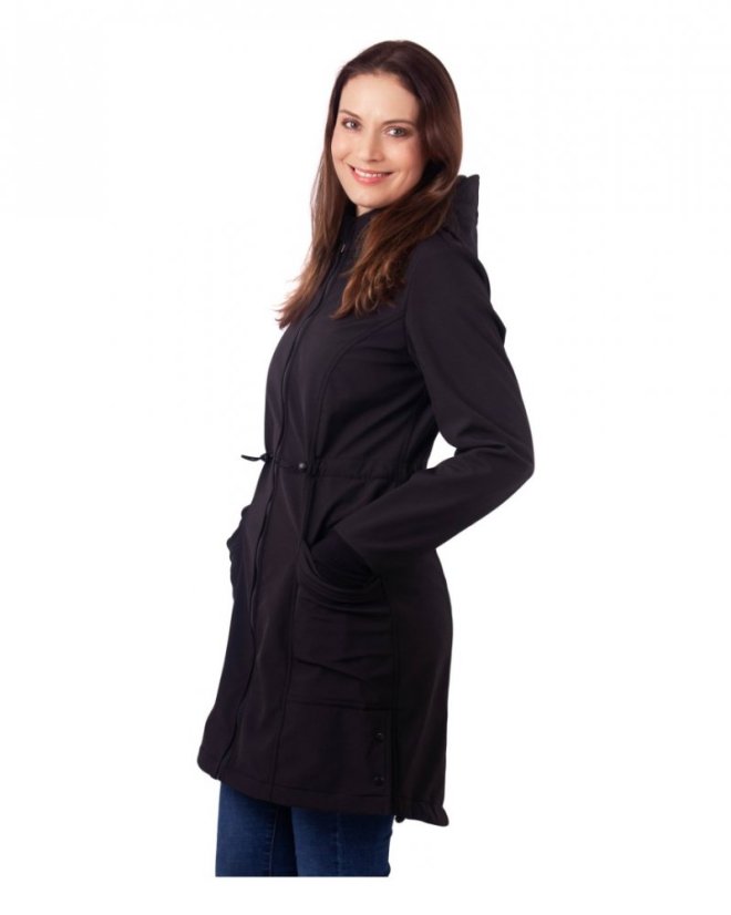 Softshellová NOSÍCÍ bunda Andrea + TĚHOTENSKÁ vsadka – černá