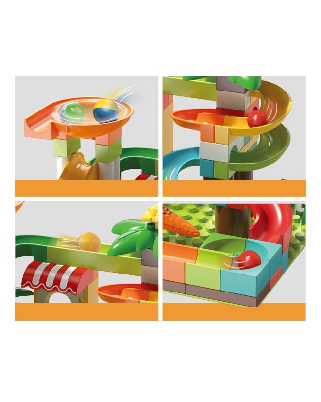 Stavebnice kuličková dráha s dinosaury a katapultem, 78 dílků, pro děti od 3 let