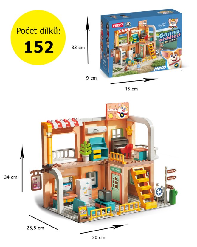 Stavebnice rodinný dům s figurkou, 152 dílků, pro děti od 3 let