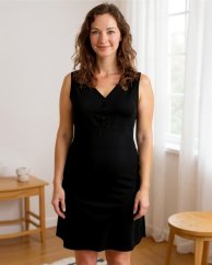 Kojící noční košile rozepínací, bez rukávů, černá