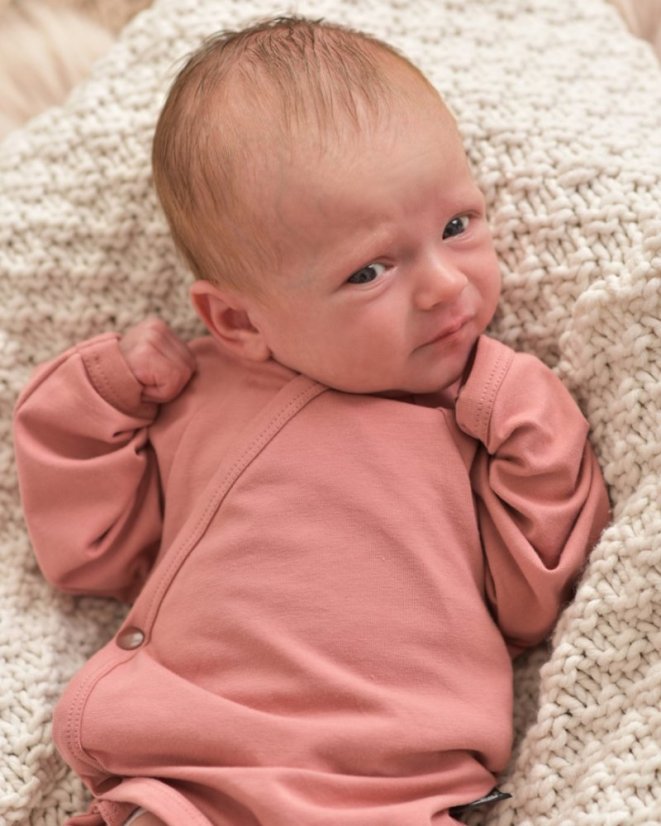 Baby wrap bodysuit onesie, old rose - Size: 56