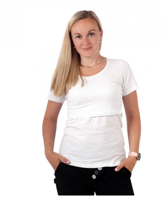 Nursing T-shirt Catherine, short sleeves – white - Size: S/M