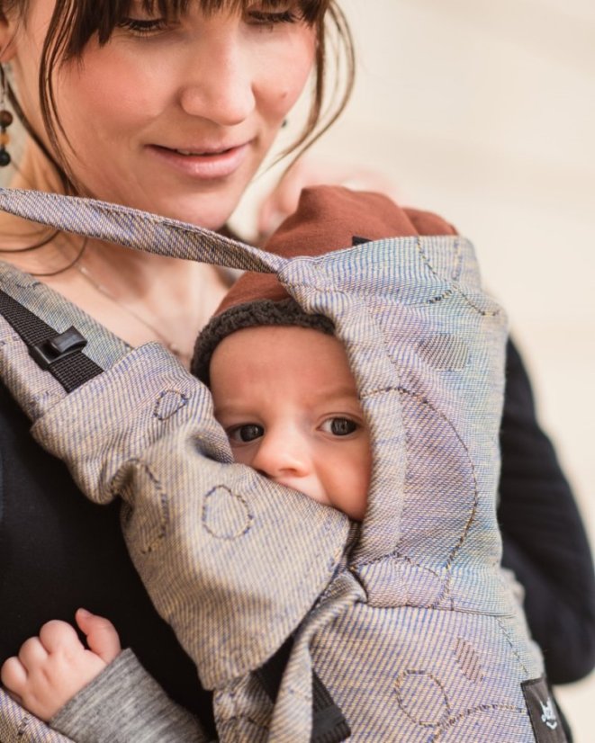 Ergonomische Babytrage für Neugeborene – grau-lila