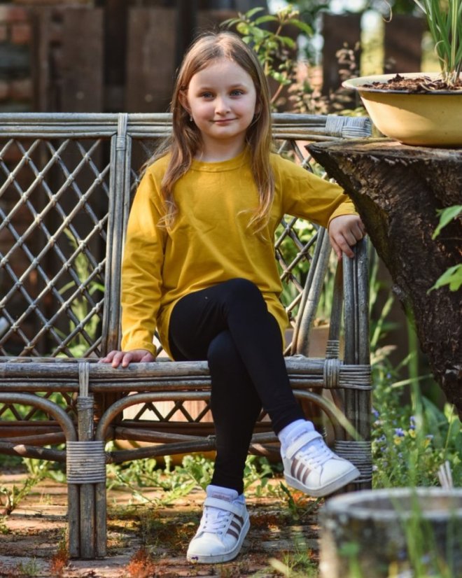 Children's T-shirt, long sleeve, mustard