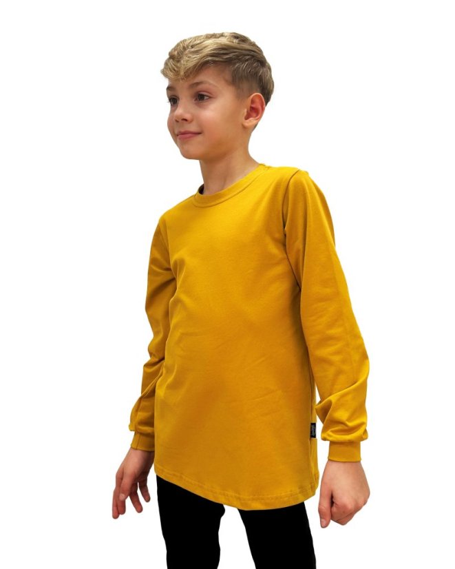 Dětské tričko, dlouhý rukáv, hořčicové
