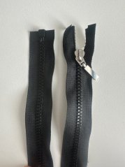 Bone zipper 5mm with silver slider, black 90 cm