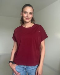 Tričko na dojčenie so zipsom Kira, oversized – vínové
