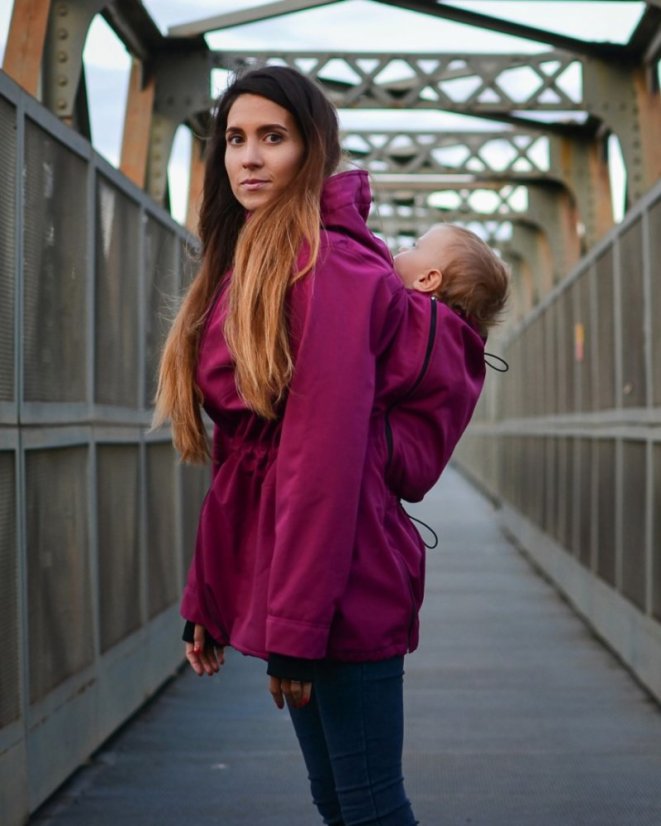 Babywearing softshell jacket Alice (front/back use) + MATERNITY INSERT, FUCHSIA - Size: S/M