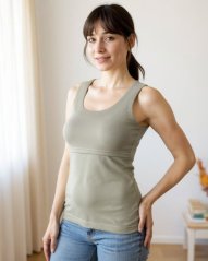 Breast-feeding T-shirt Katerina, no sleeves, olive green