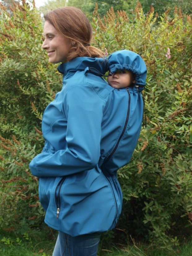 Babywearing softshell jacket Alice (front/back use) + MATERNITY INSERT, PETROLEUM