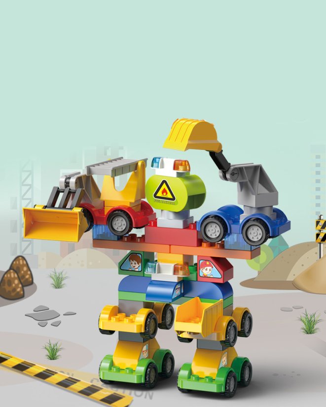 Stavebnice auto-robot 6v1, velké kompatibilní kostky pro děti od 3 let, 57 dílků