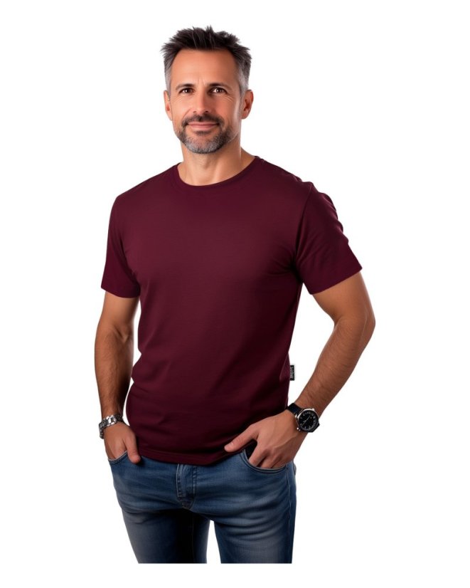 Pánské tričko Marek, krátký rukáv, bordo
