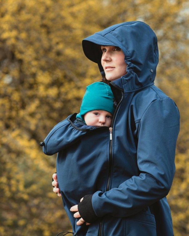 Softshellová NOSÍCÍ bunda Andrea + TĚHOTENSKÁ vsadka, tmavě modrá