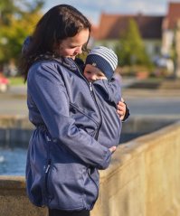 Maternity and babywearing softshell jacket Pavla 2 ( front babywearing only ), d. blue melange
