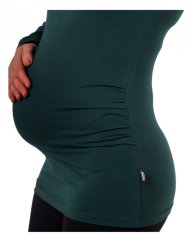 Tehotenské tričko Johanka, dlhý rukáv, fľaškovo zelené