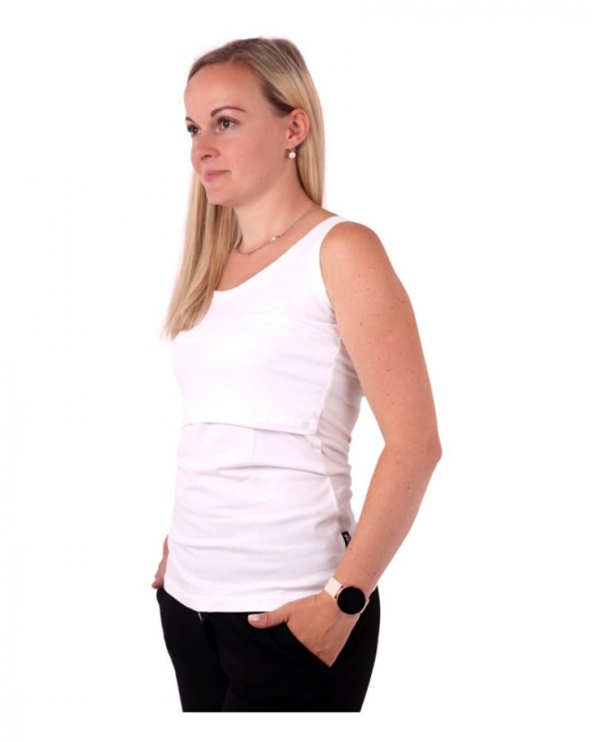 Breast-feeding T-shirt Katerina, no sleeves, WHITE