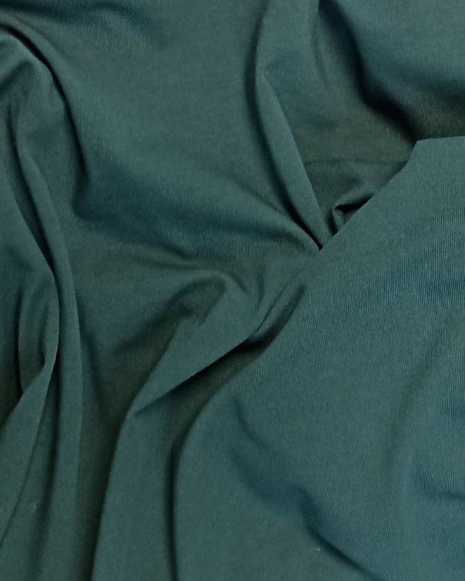 Zvyšok tkaniny: bavlnený úplet s elastanom, 185gr/m2, fľaškovozelená