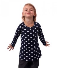 Girls’ T-shirt, long sleeve, blue with polka dots