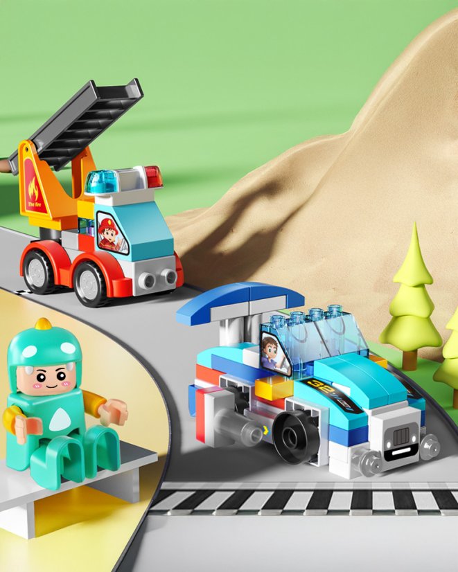 Stavebnica robot s autami a vrtuľníkom, 172 dielikov, pre deti od 3 rokov