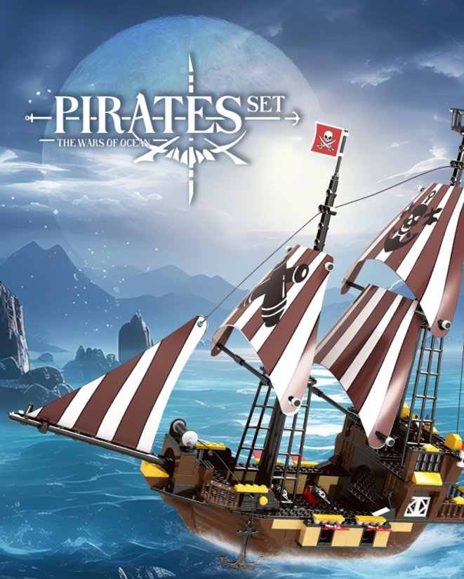 Pirátská stavebnice loď pro děti od 6 let – 509 dílků