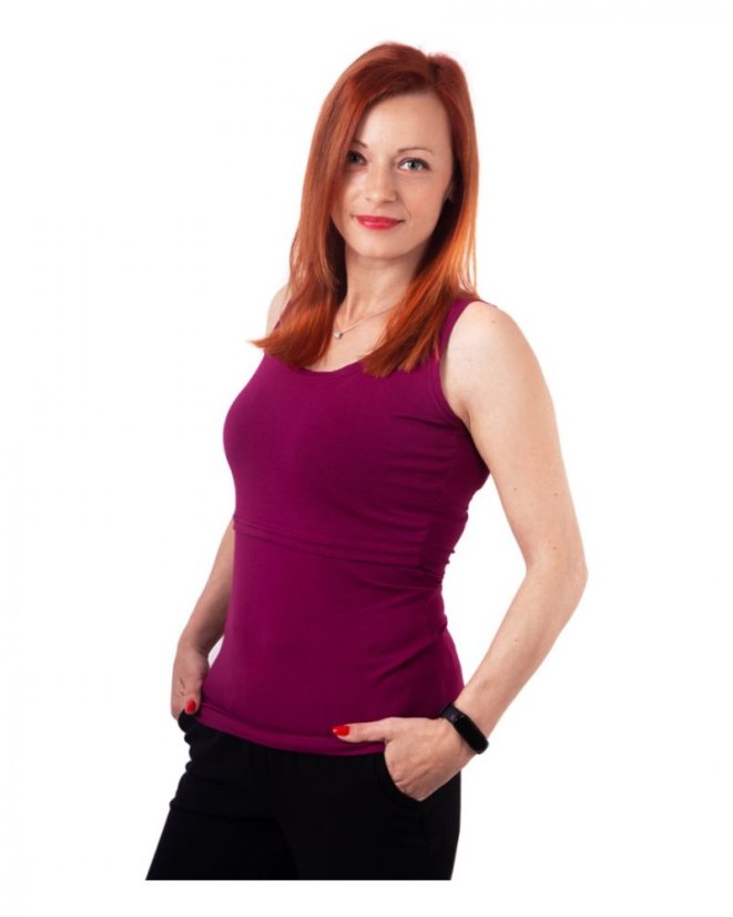 Breast-feeding T-shirt Katerina, no sleeves, cyclamen