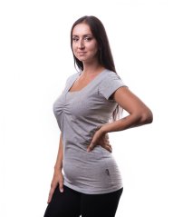 Breast-feeding T-shirt Klaudie, short sleeves, GREY MELANGE