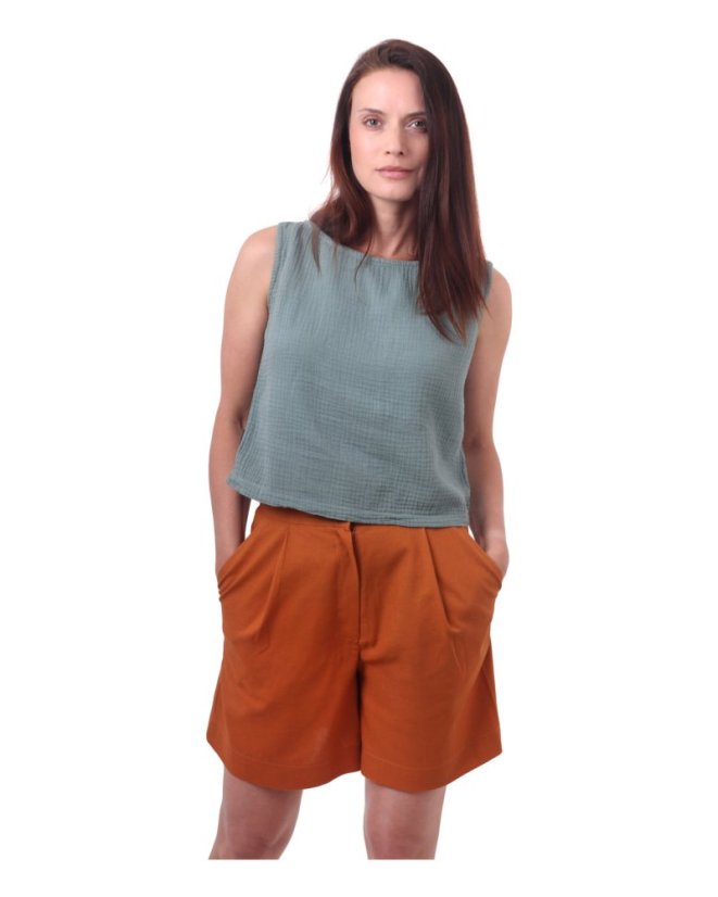 Damen-Shorts aus Leinen, Zimtfarbe - Größe: 44